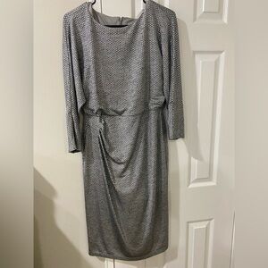 Adrianna Papell Gray Asymmetrical Ruched Sheath Dress